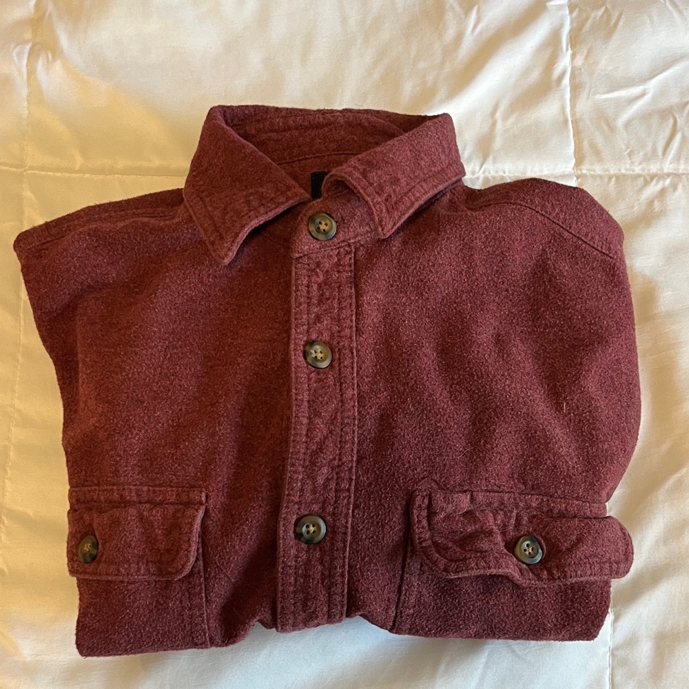 Stoic Burgundy Button-Up  Flannel Shirt